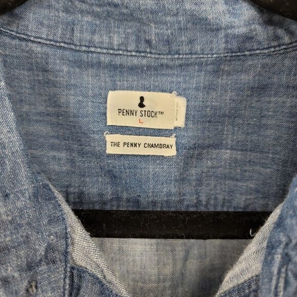 Penny stock the penny chambray button up blue shirt large - Picture 2 of 10